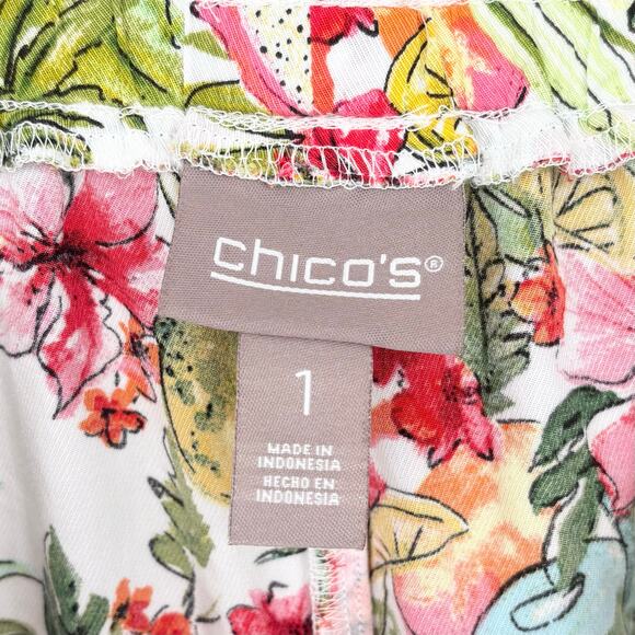 Chicos Tropical Flower Fruit Print Drawstring Shorts Size 8 (Chicos Size 1) - Picture 5 of 6